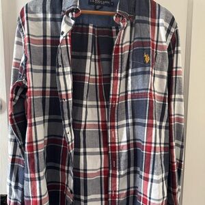 U.S. Polo Assn. Men's Checkered Shirt - Navy, Red, White